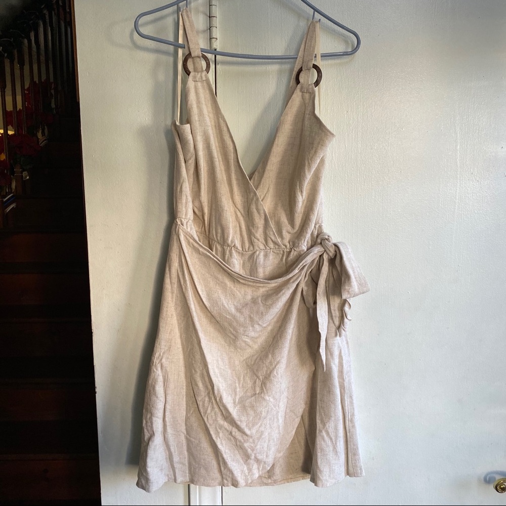 Beige Wrap Dress from Princess Polly
